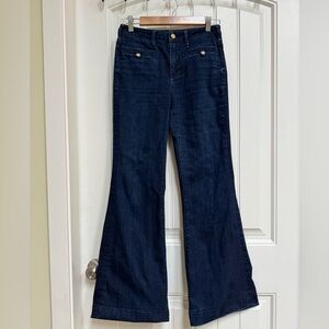 Pilcro and the Letterpress High Waisted Flat Front Boot Leg Jeans.